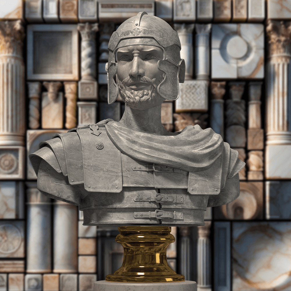 Daqin Saga NFT - Grey Marble Male Bust Example